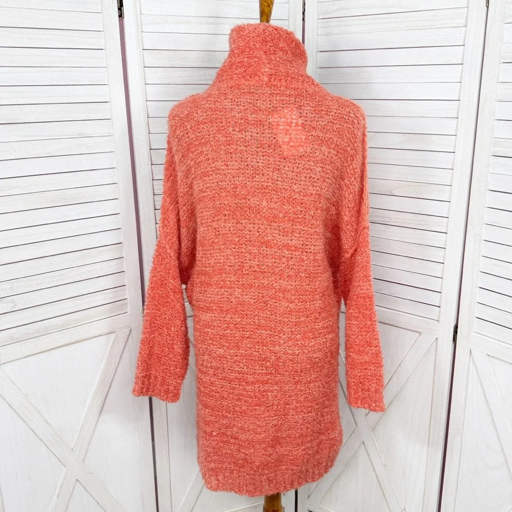 Free People She's All That Alpaca Knit Funnel Neck Tunic Sweater Orange XS‎
